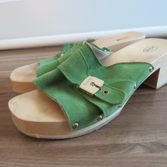 Dr. Scholl's Green Pescura Sarah Suede Mules - Picture 2 of 11